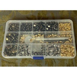 420 Sets Leather Rivets Kit, Double Cap Brass Rivets Leather Studs with 3PCS Set